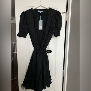 Antonio Melani Cleo Linen Wrap Dress in Black size 12